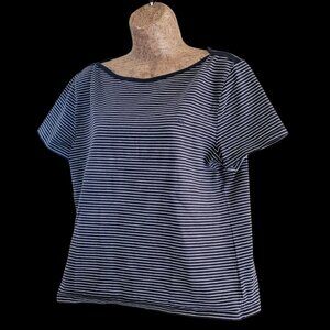 Lauren Ralph Lauren Closet Staple Navy & White Striped Short Sleeve Size XL